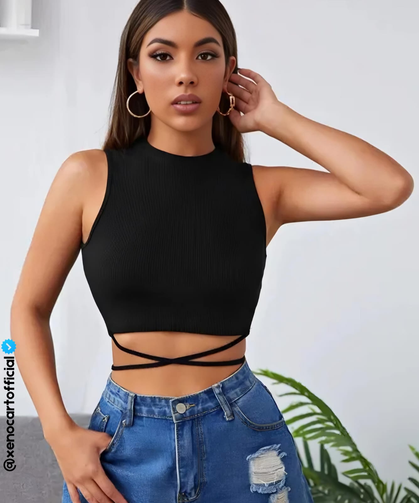 Sleek & Chic Black Wrap Crop Top