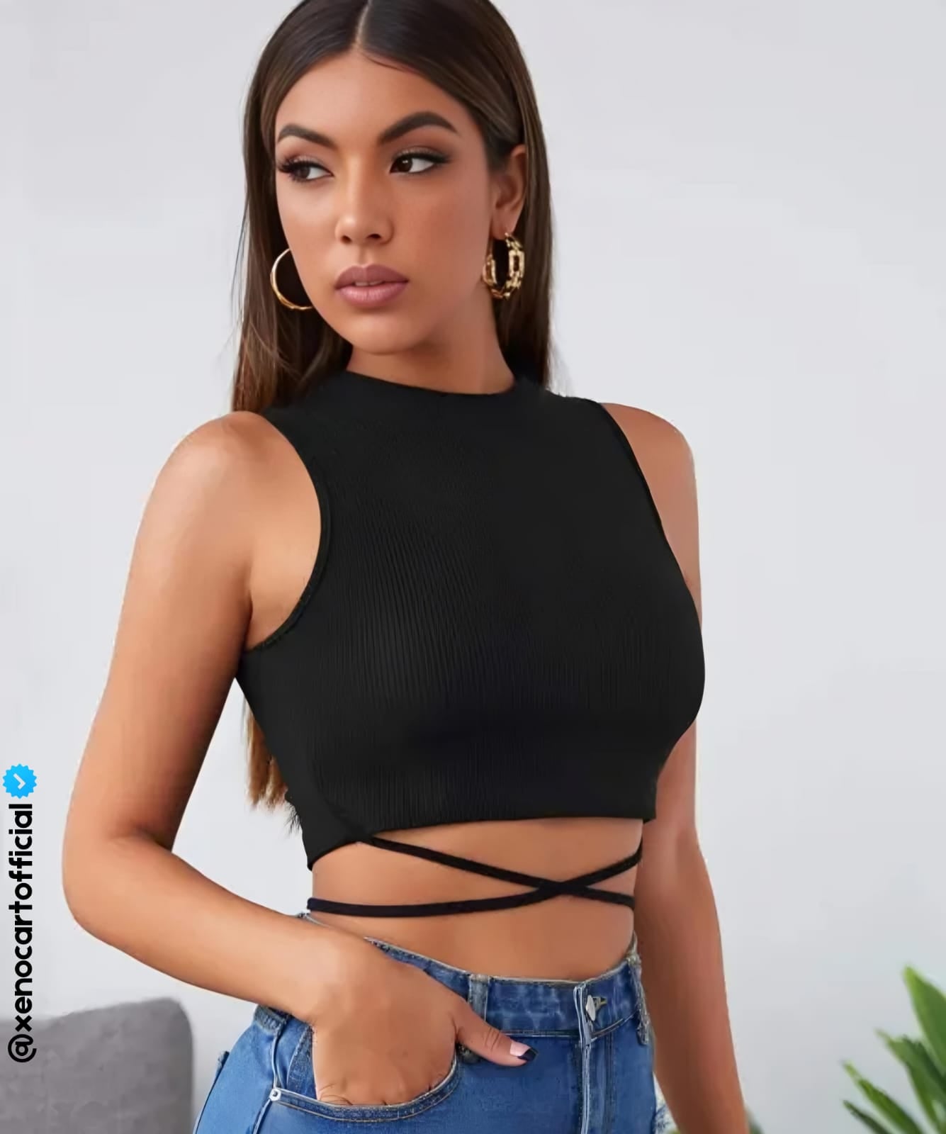 Sleek & Chic Black Wrap Crop Top