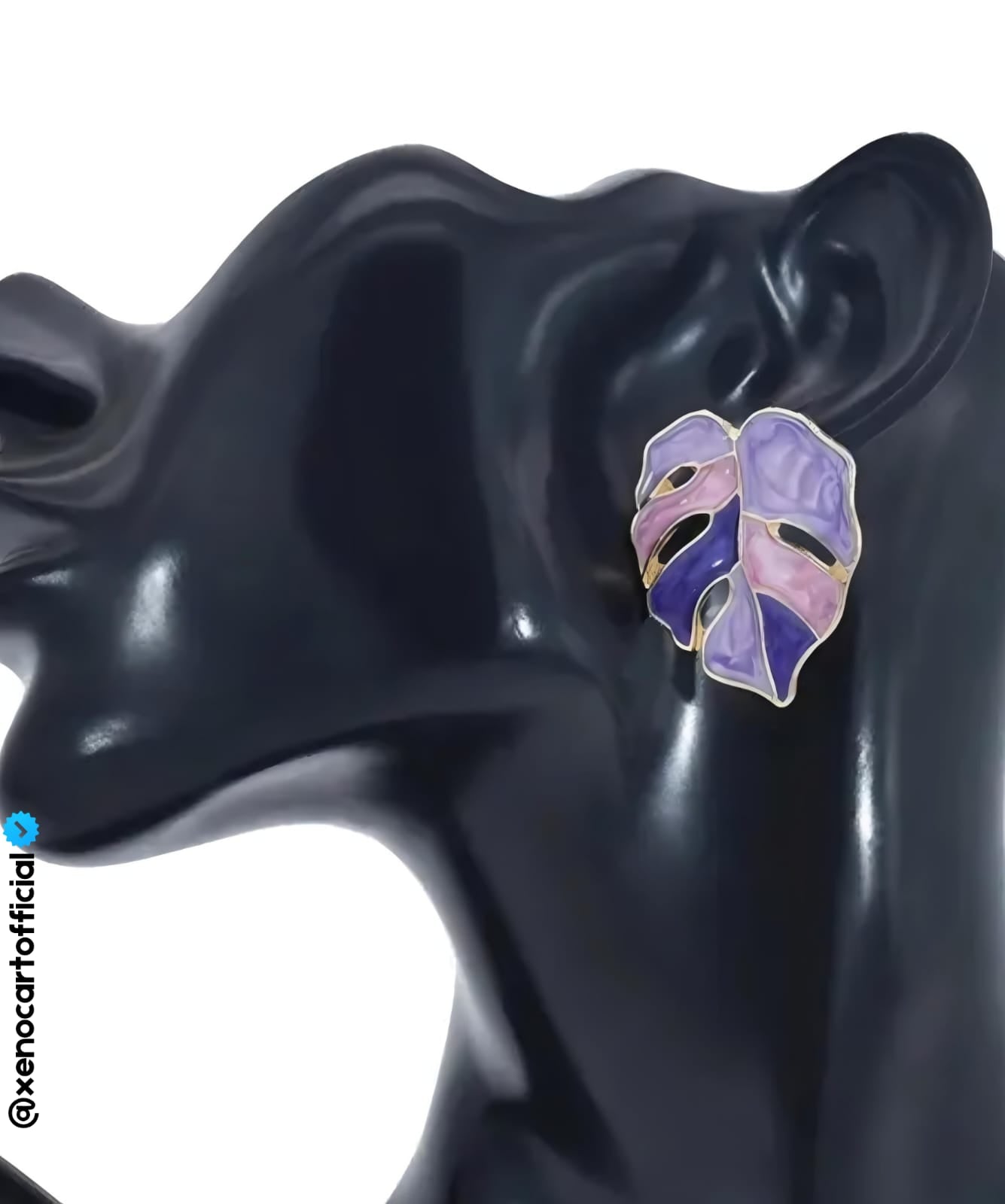 Elegant Leaf-Shaped Enamel Earrings