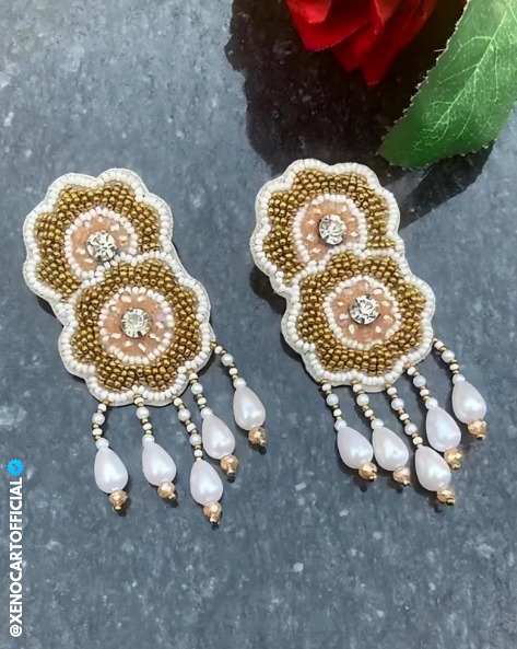 Handcrafted Pearl & Beaded Statement Earrings