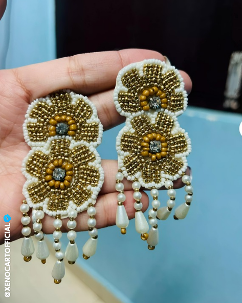 Handcrafted Pearl & Beaded Statement Earrings