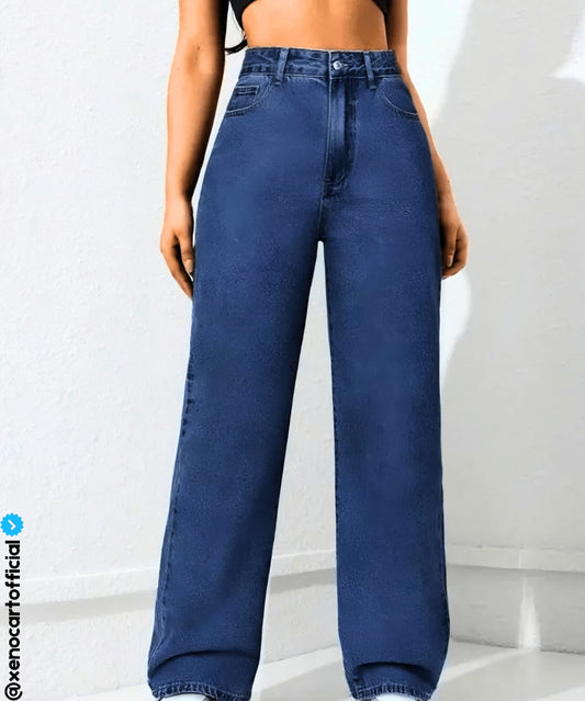 Classic High-Waist Wide-Leg Denim Jeans