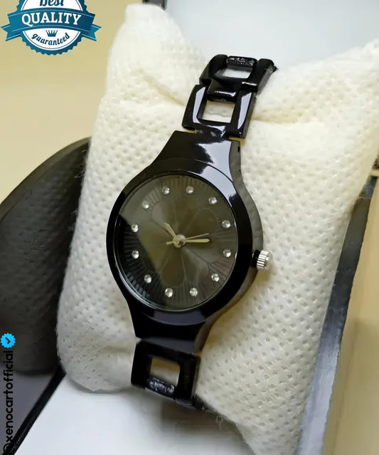 Elegant Black Ceramic Wristwatch