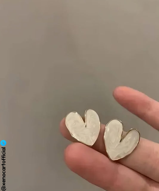 Elegant Pearl Heart Stud Earrings