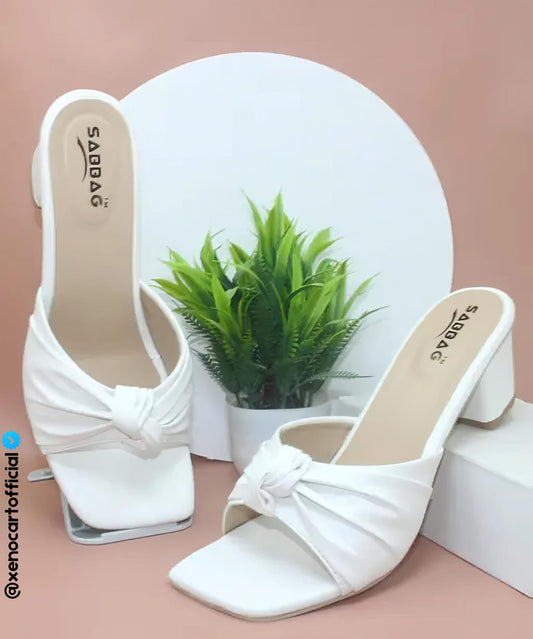 Classy White Knotted Heels