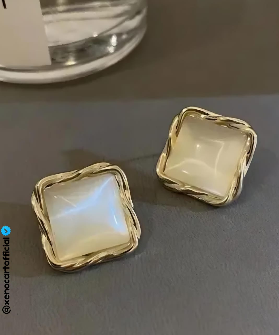Elegant Pearl-Glazed Square Stud Earrings