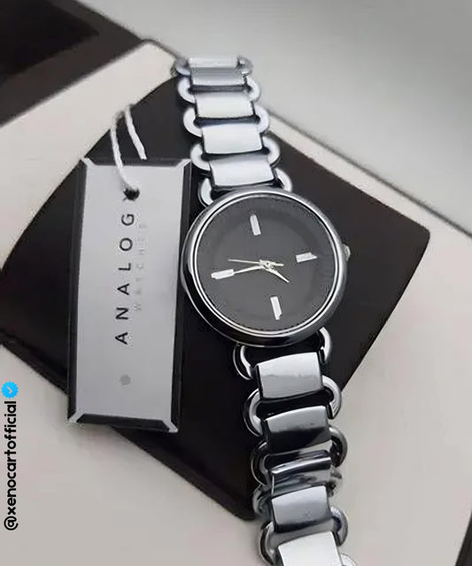 Sleek Black & Silver Analog Watch
