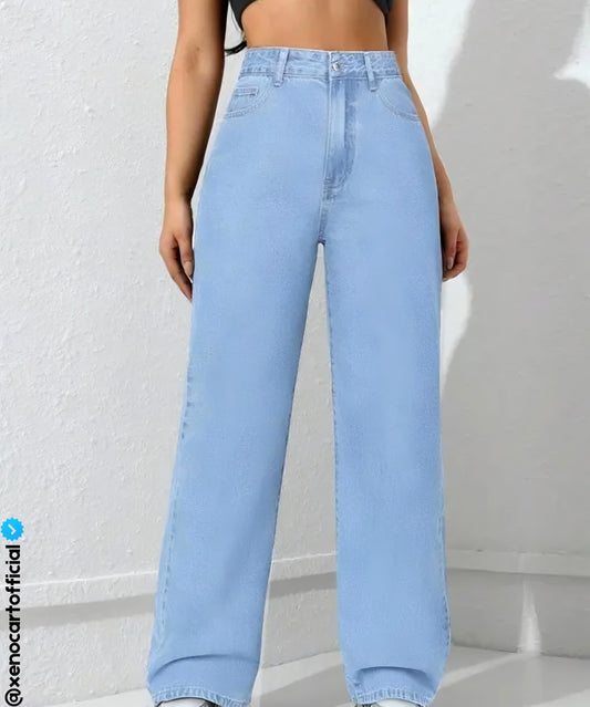Classic High-Waist Wide-Leg Denim Jeans