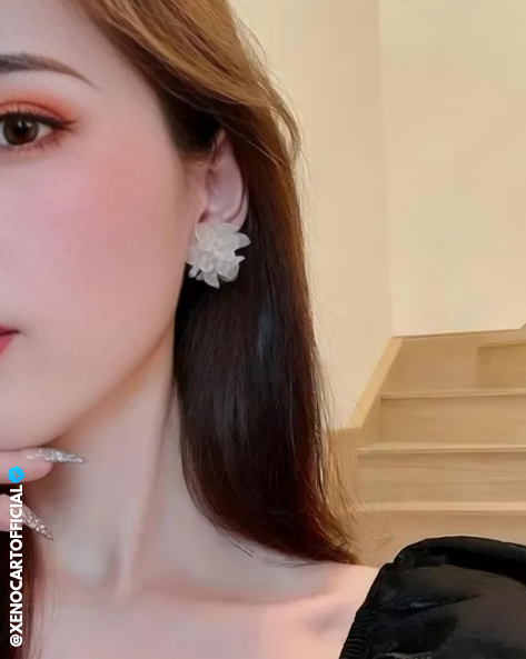 Elegant White Floral Stud Earrings