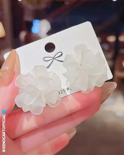 Elegant White Floral Stud Earrings