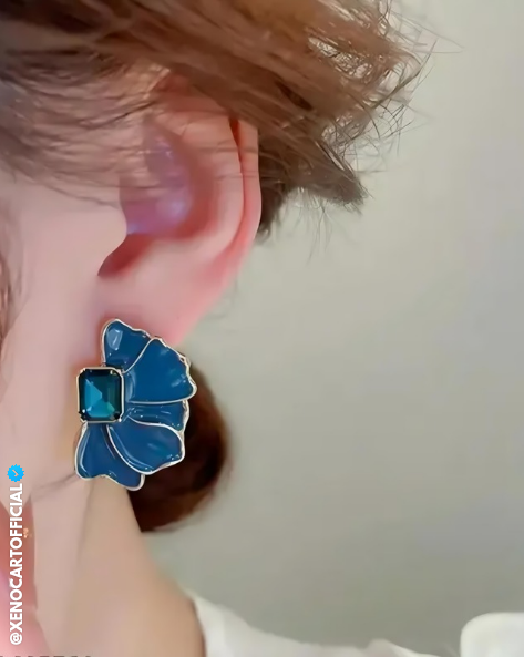 Royal Blue Floral Earrings