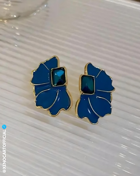 Royal Blue Floral Earrings