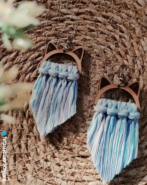 Boho Cat Ear Macramé Earrings