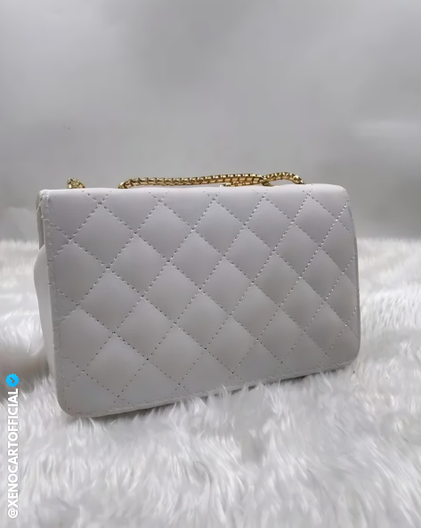 Stylish White Quilted Handbag