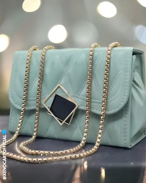 Elegant Mint Green Quilted Handbag