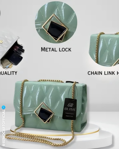 Elegant Mint Green Quilted Handbag