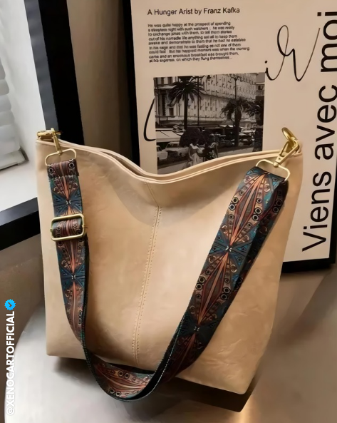 Chic Beige Tote Bag with Boho Strap